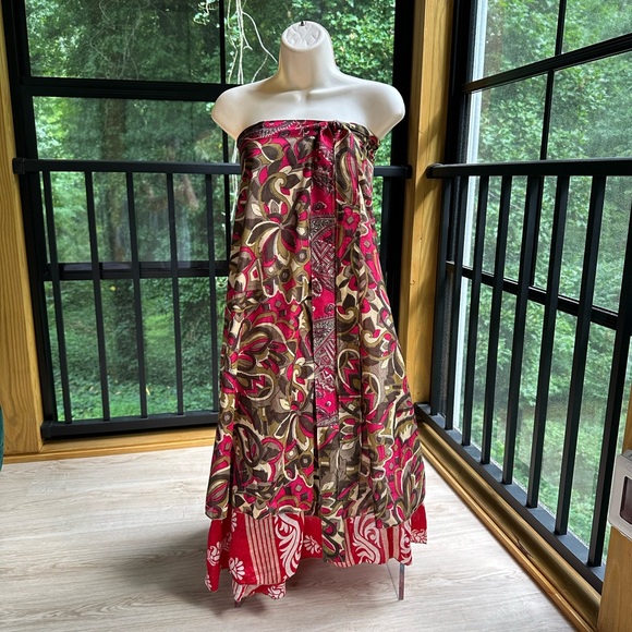 Reversible & Convertible Wrap Skirt Flowy Dress Packable Garden Girl ~ One Size - Picture 3 of 13